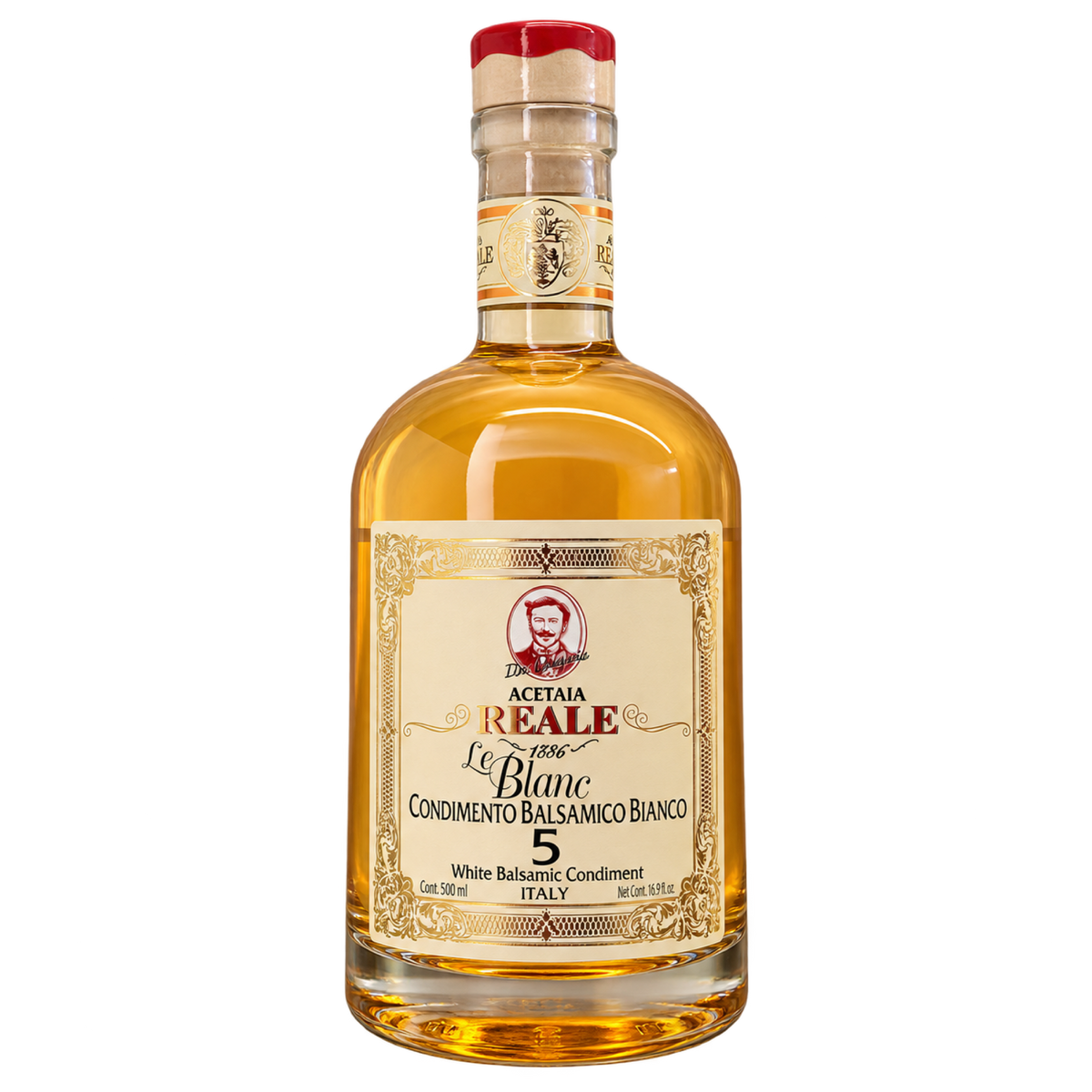 Acetaia Reale Le Blanc 5 Condimento Balsamico Bianco, 500 ml – freigestellte Vorderseite